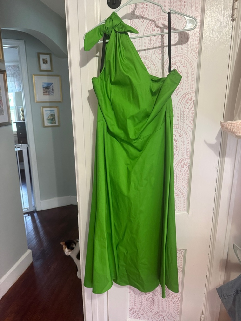 kate spade One-Shoulder Tie-Shoulder Midi Dress in Lime Green